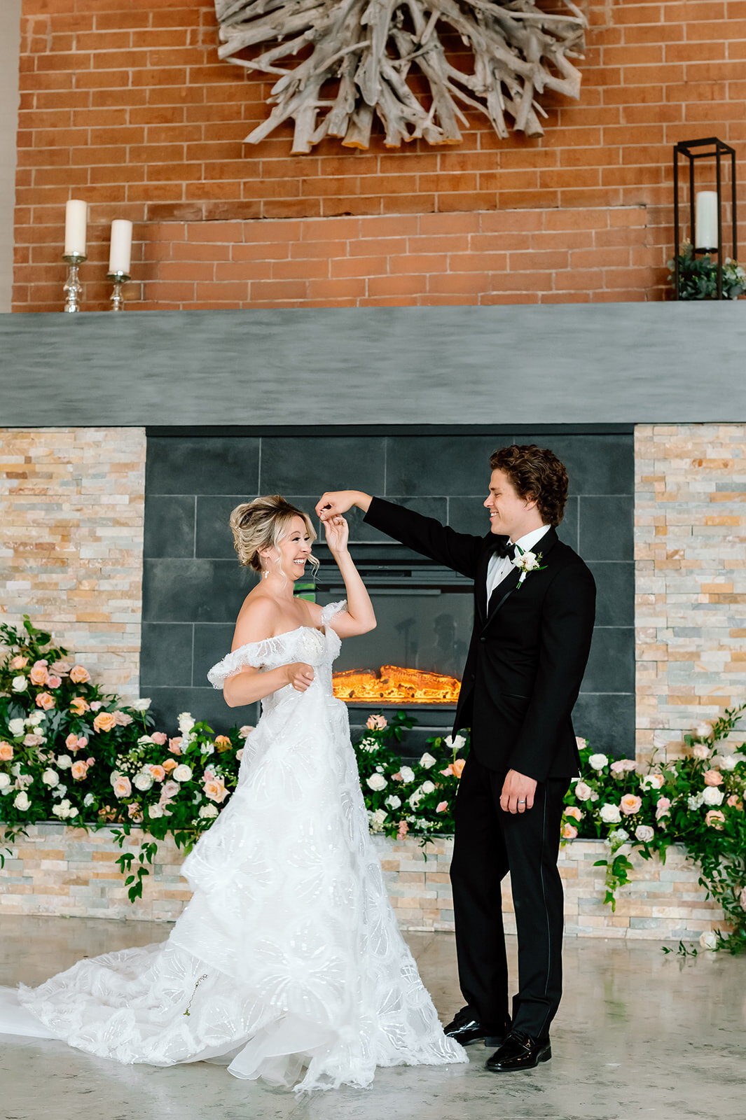 Bride and groom joyfully walking down the aisle, showered in flower petals as they celebrate their new beginning in love and faith