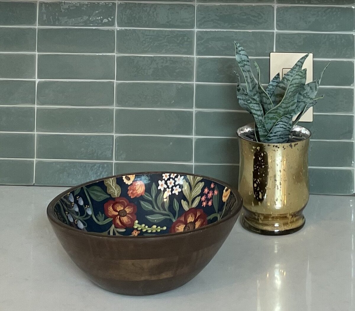 green tile in kitchen