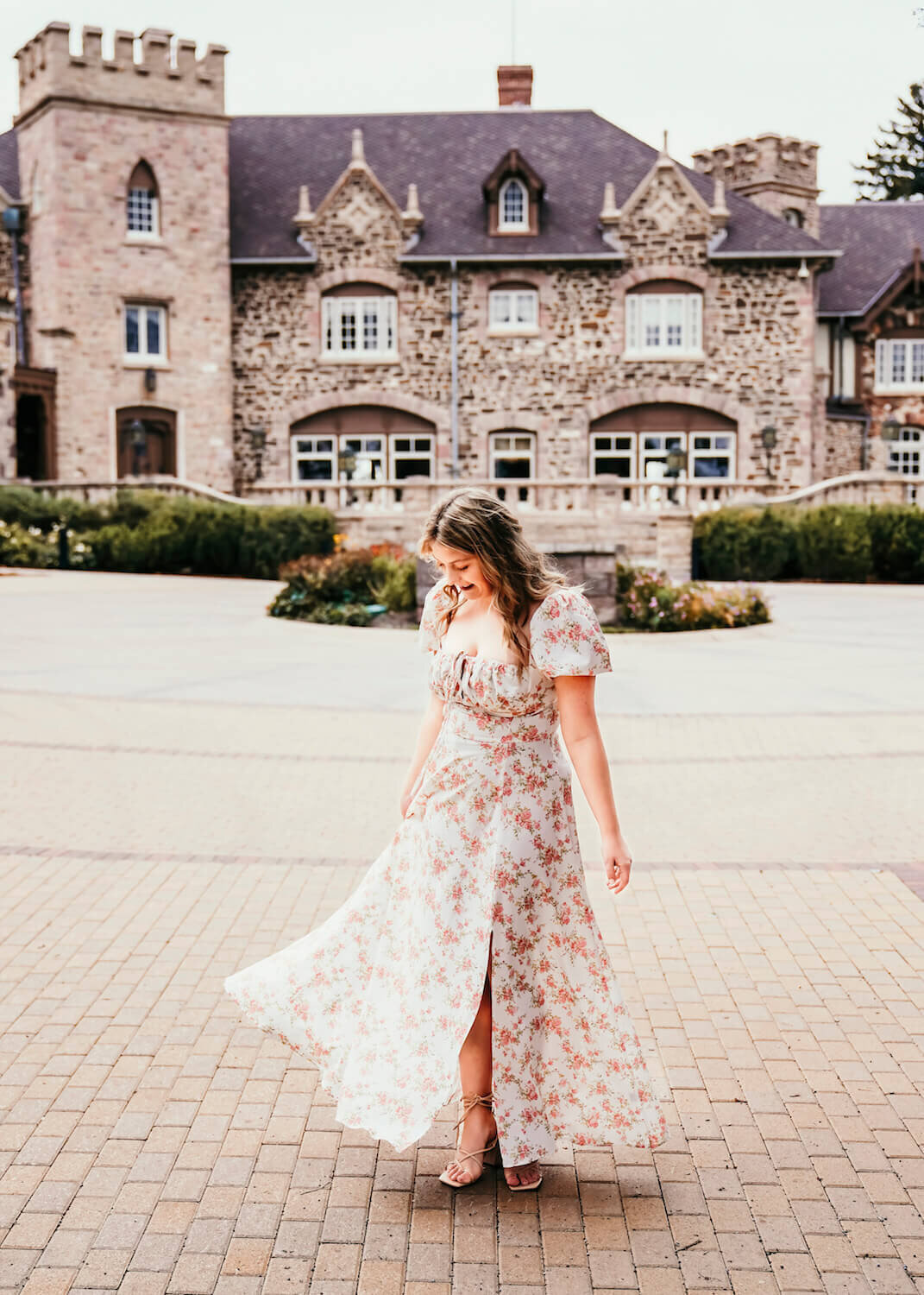 senior photography denver - teen girl in flouncy red and white dress