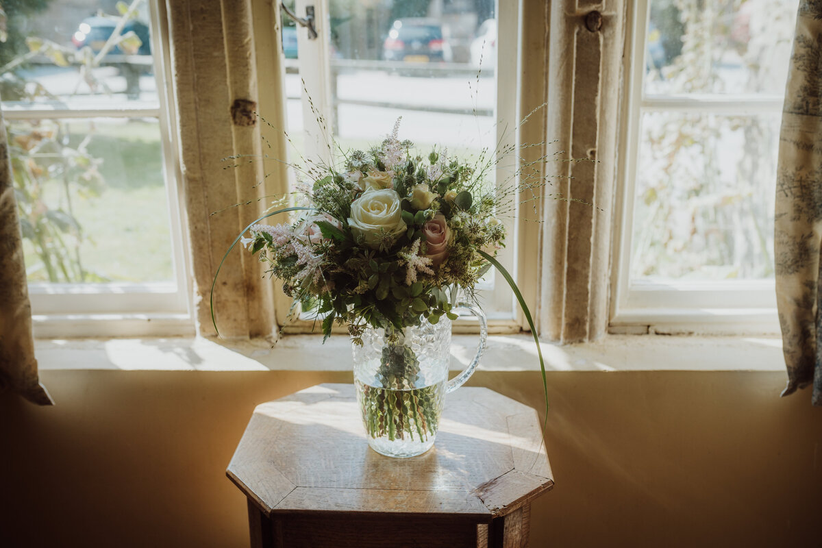 A bunch of flowers in natural window light