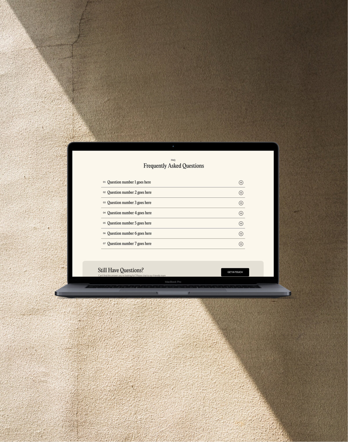 Showit Free FAQ Page template Showit Free FAQ Page template