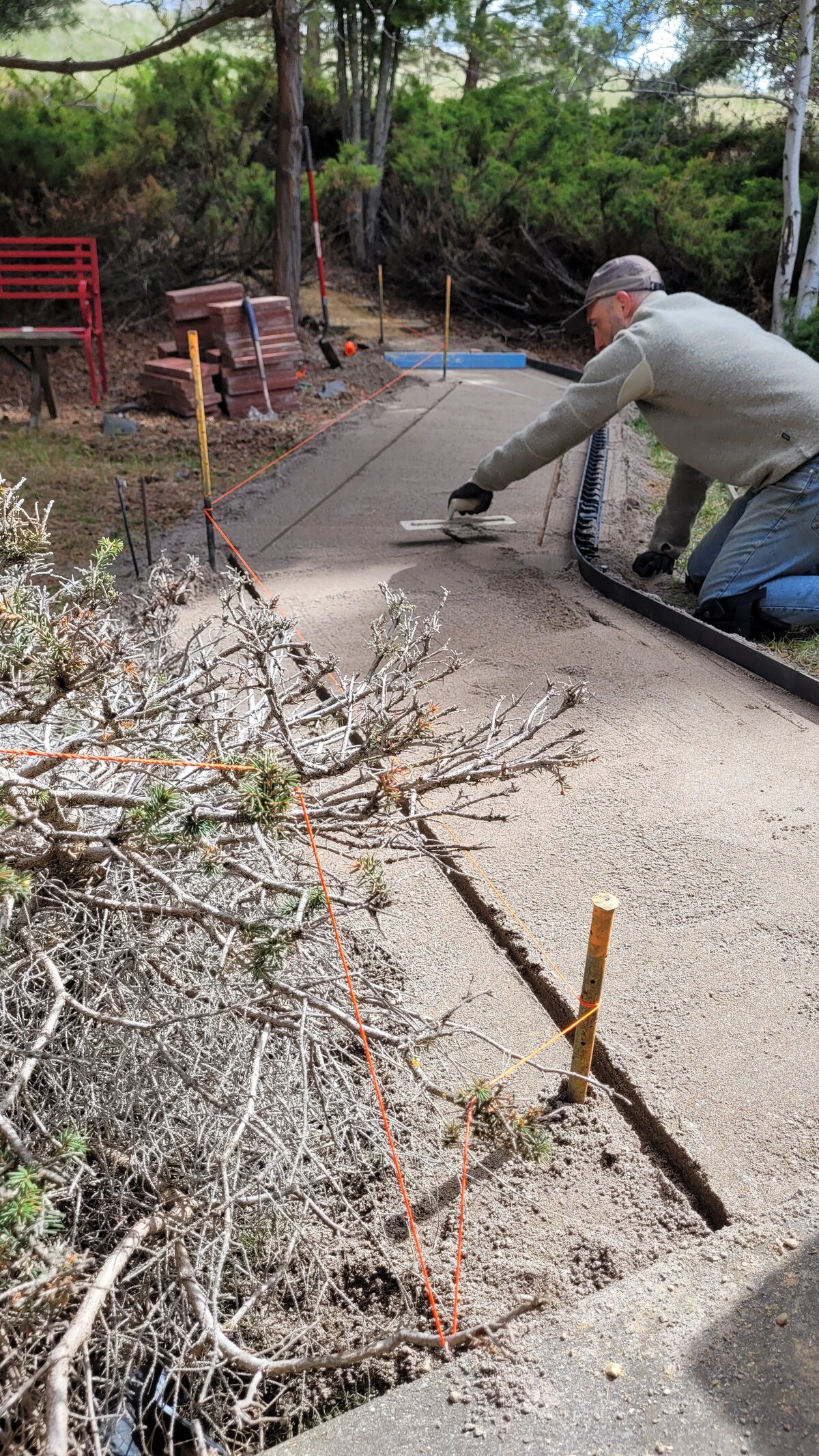 Paver Pros create an even surface for patio pavers to be placed.