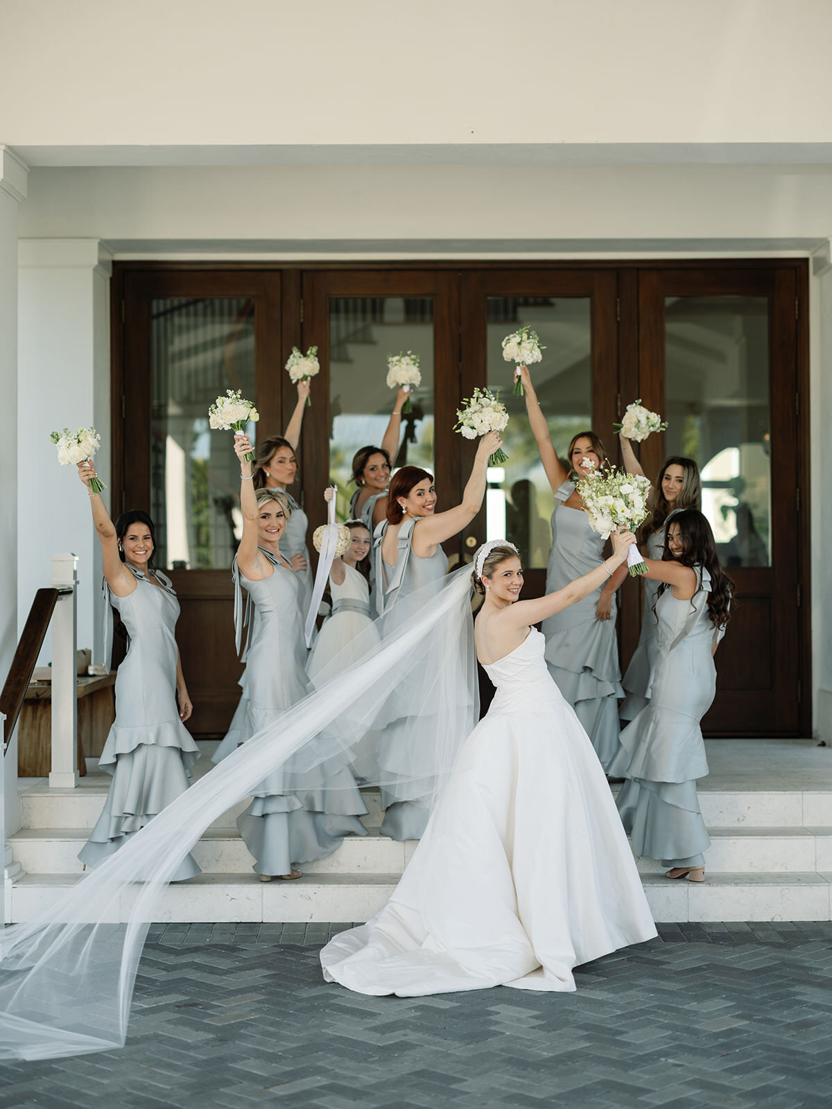 bride-bridesmaids-raising-bouquets-3GF-W