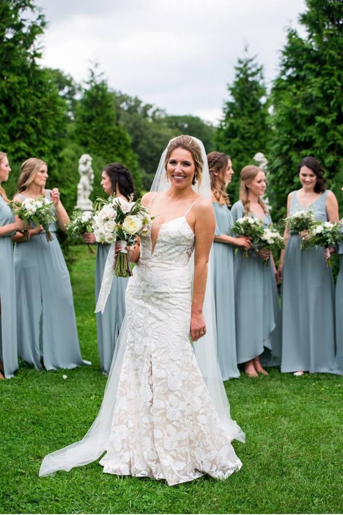 Feminine and Romantic Bridal Party look at a luxury Italian inspired Chicago North Shore wedding.
