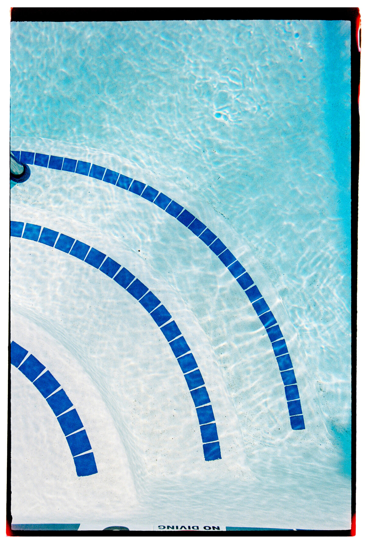 Artistic shot of a pool captured on film by Kate Winters Photography, showcasing the serene and creative atmosphere in an authentic, documentary style.