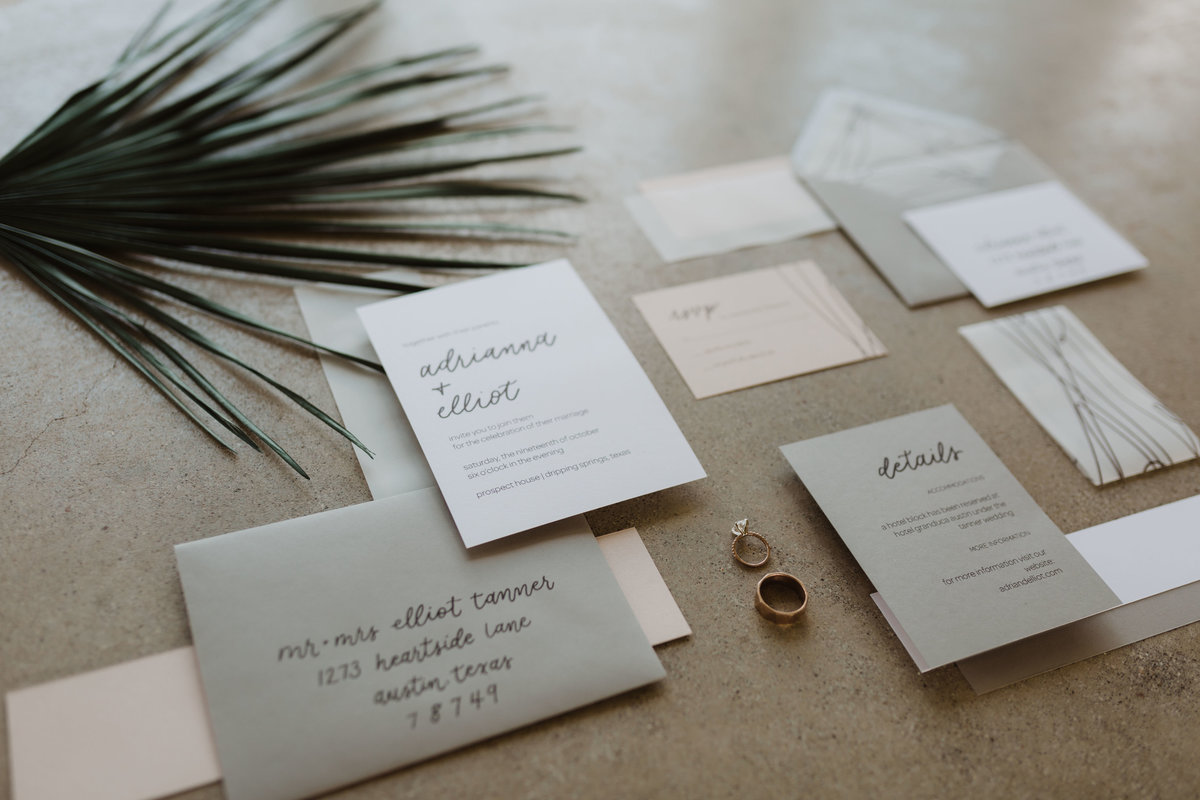 Modern Blush and Gray Wedding Invitations