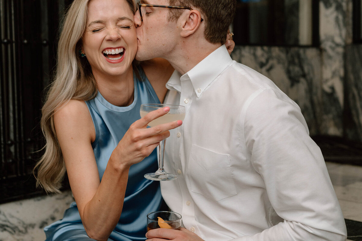 engagement photos at downtown okc bar