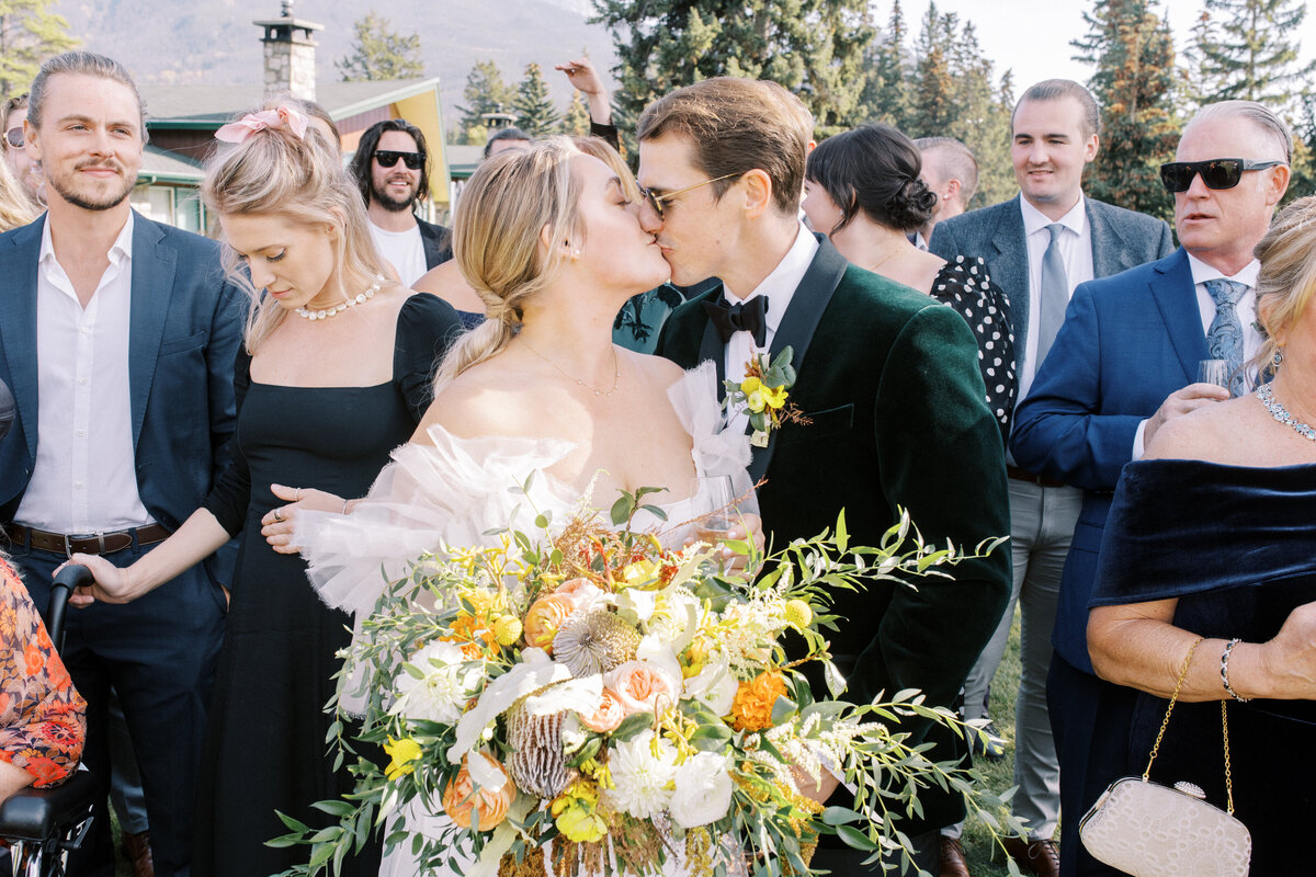 couple posing for a portrait during their wedding photographed by Calgary wedding photographer David and Breanne Heidrich