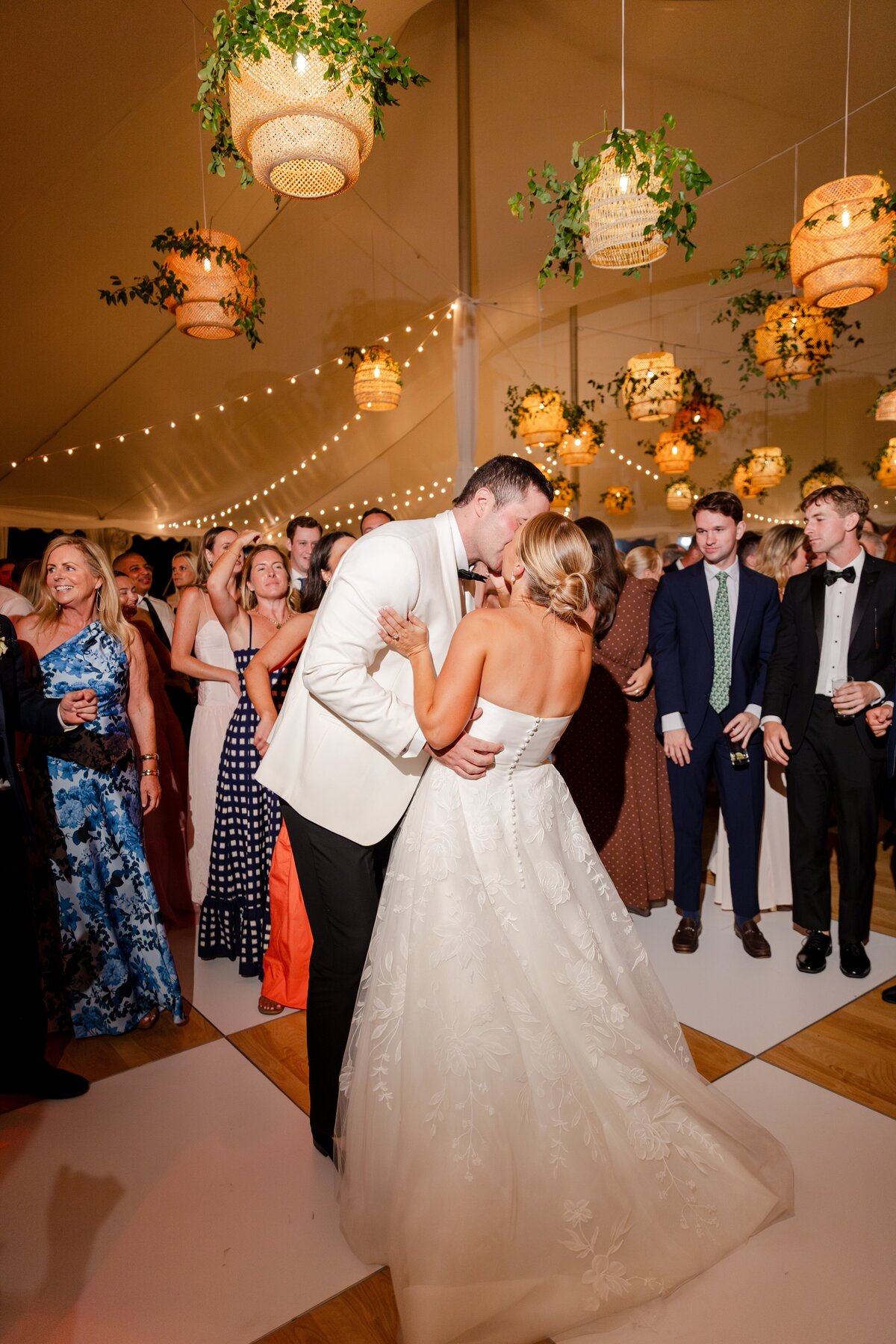 bride and groom kissing 