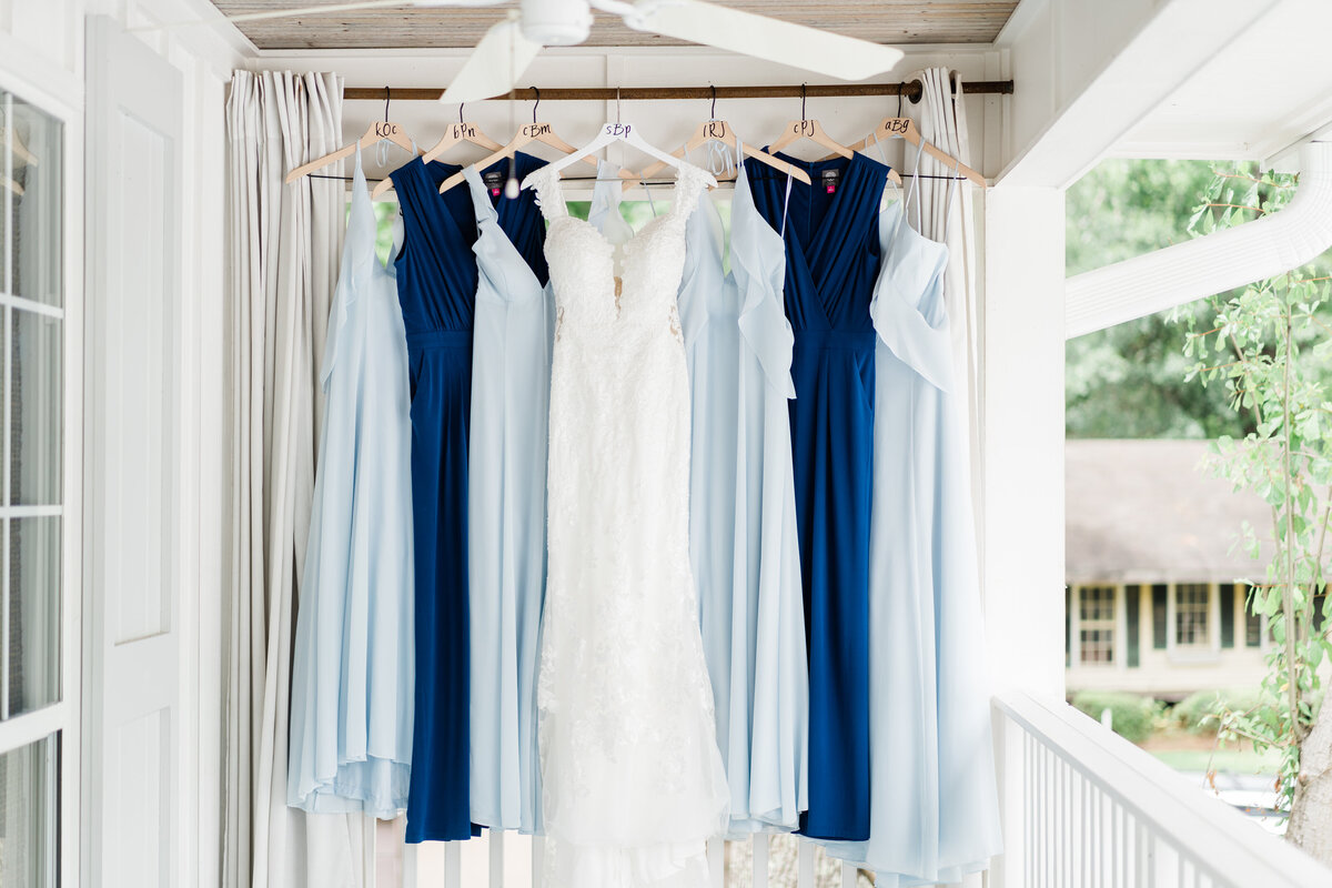 Light and dark blue bridesmaids dresses