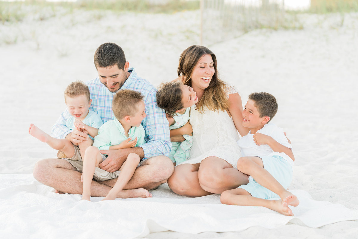 Family photo on a beach in Alabama