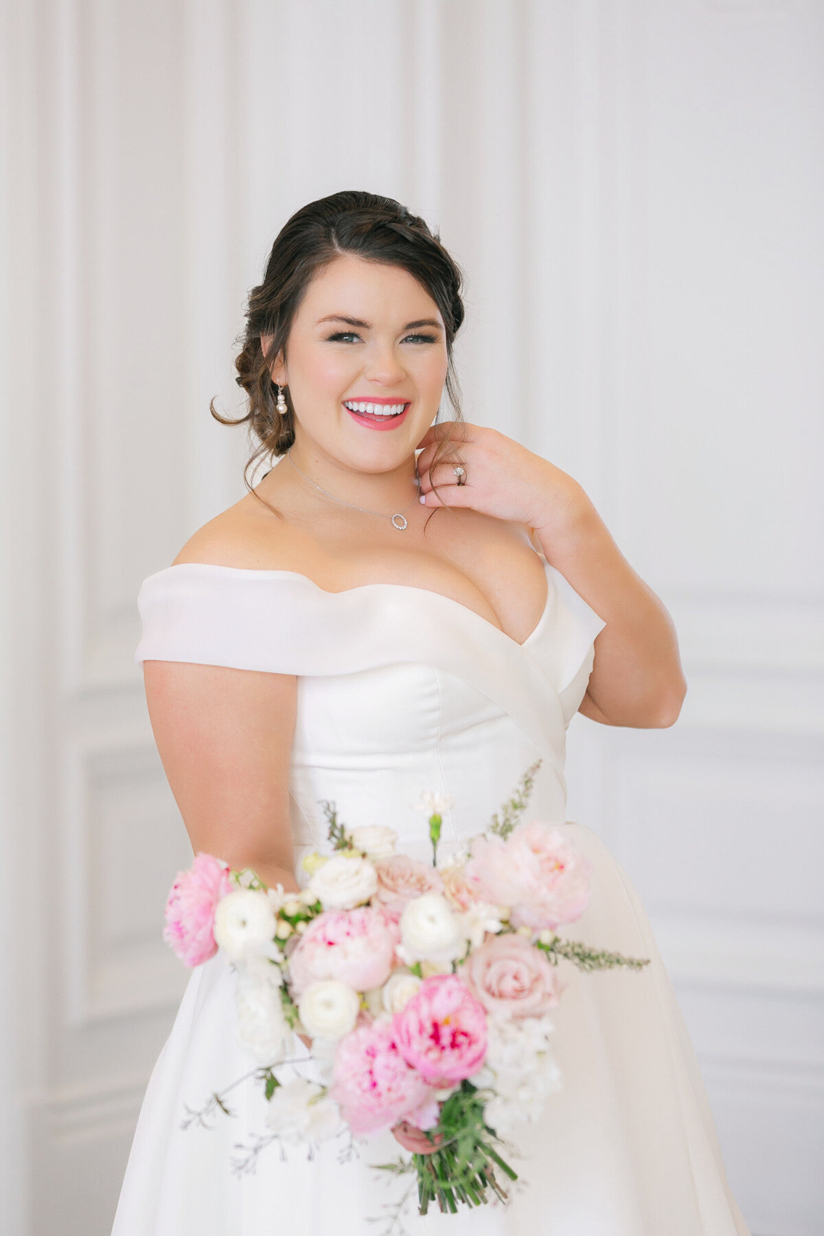 portraits of the bride laughing in the Governor’s Room at The Adolphus in Dallas, capturing joyful and timeless wedding moments.