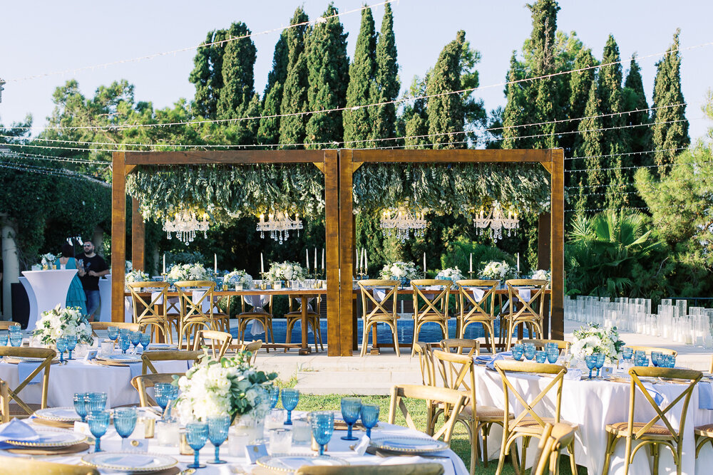 Villa wedding in Rhodes Greece with chandelier installations  (80)