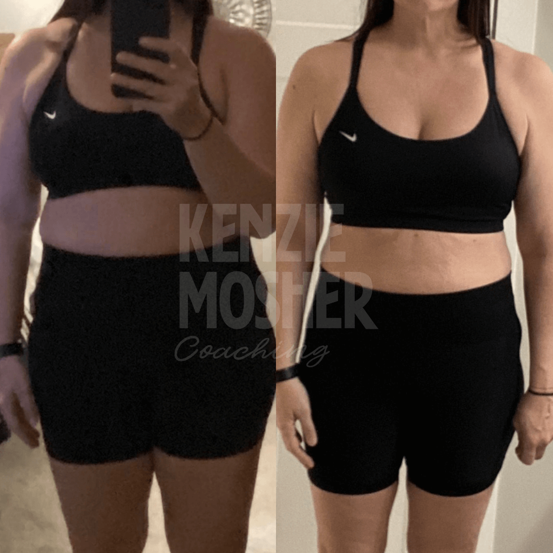 Before and after transformation focused on hormone and gut reset.