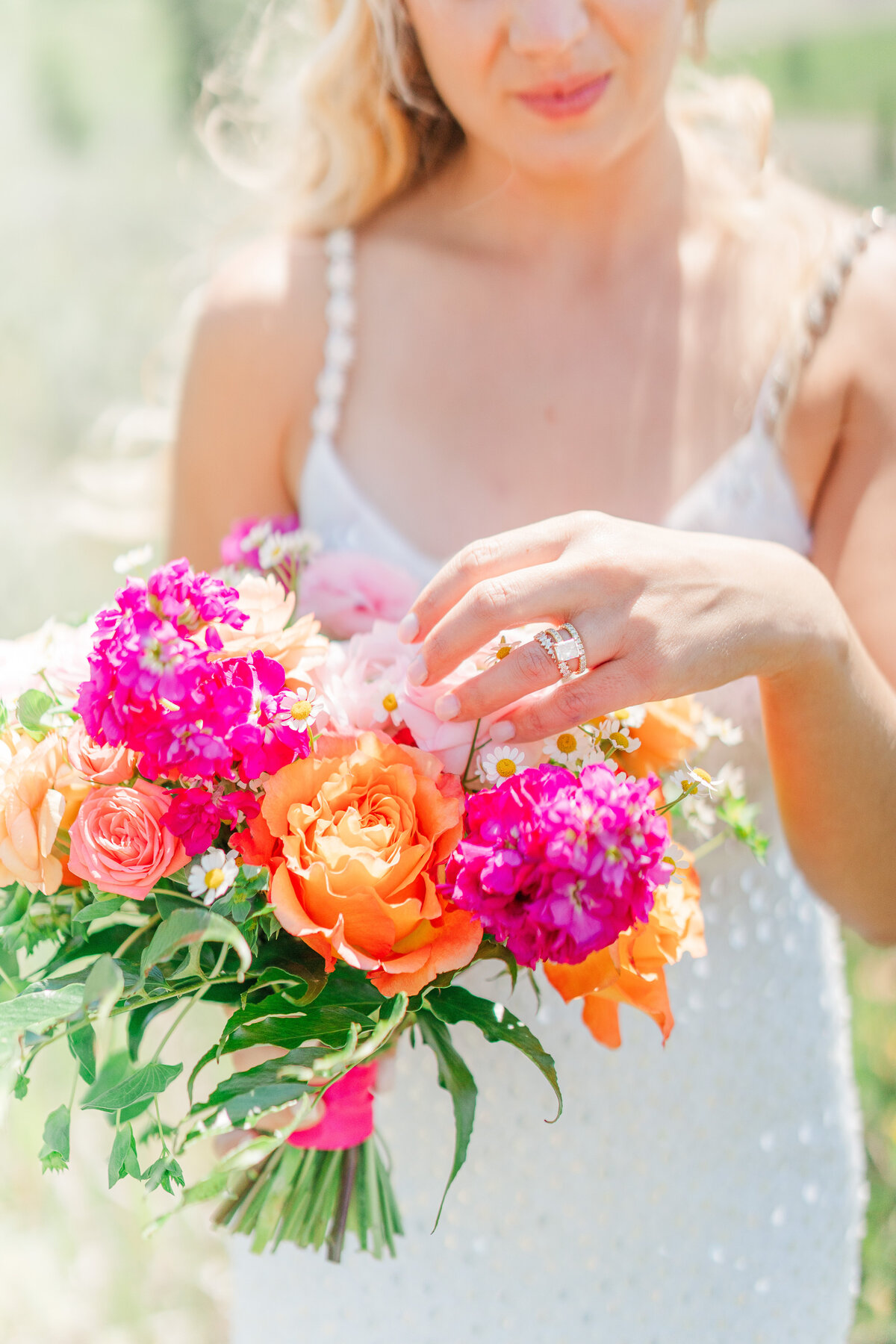 Lake Dillion Reservoir Colorado Elopement Wedding Mountain View Summer Pink and Orange Florals Sparkly Dress Light and Airy Elena Spraguer Photography0075
