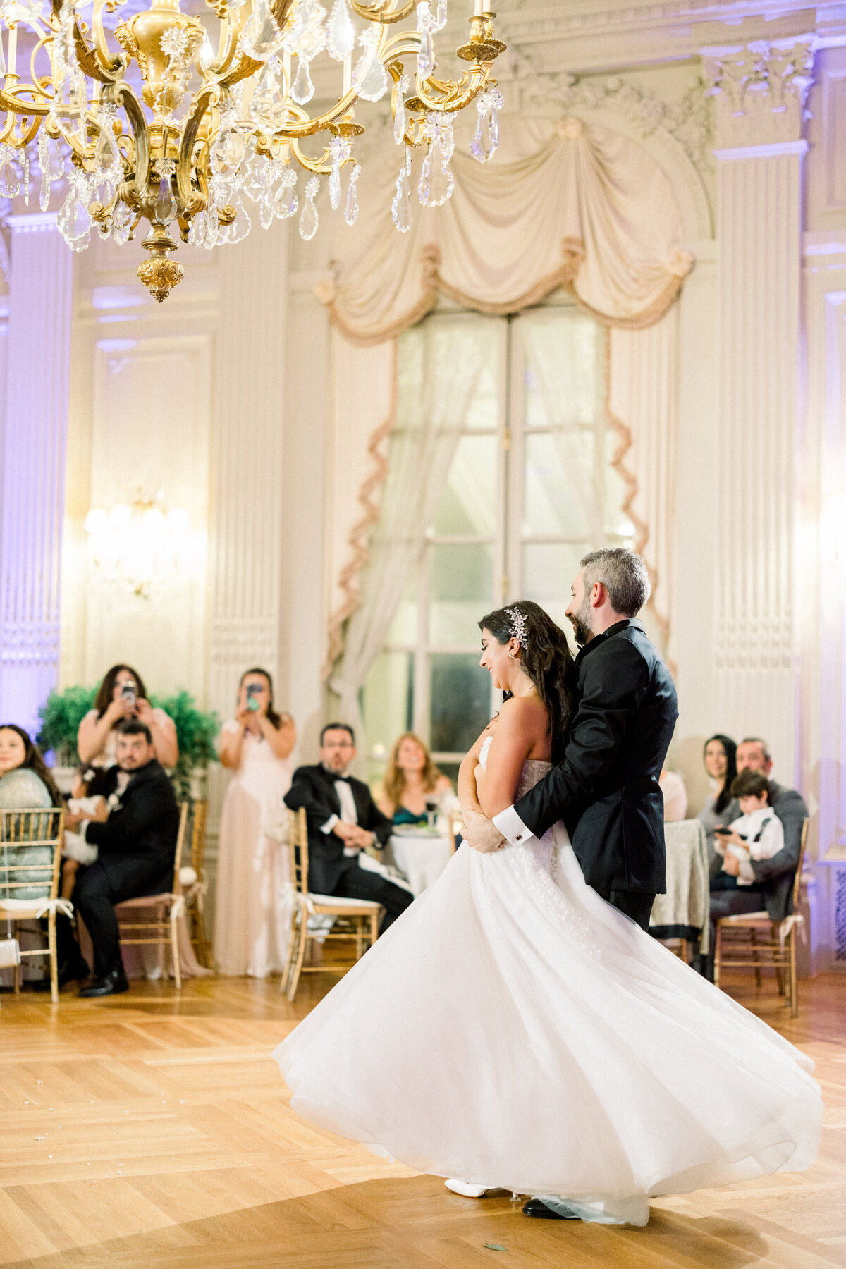 first dance at rosecliff mansion in main ballroom