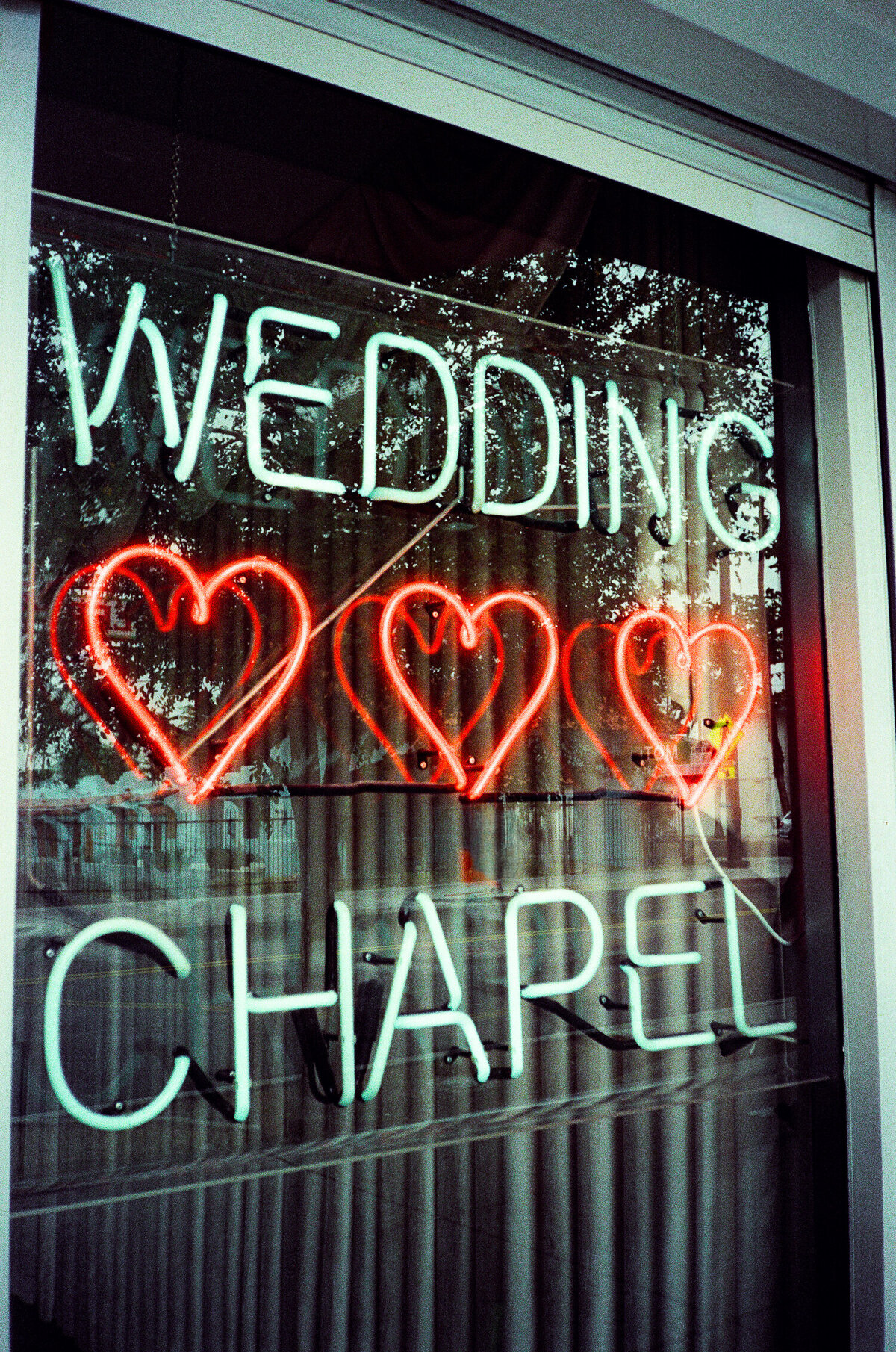 WEDDING CHAPEL neon at Sure Thing wedding chapel in Las Vegas. 