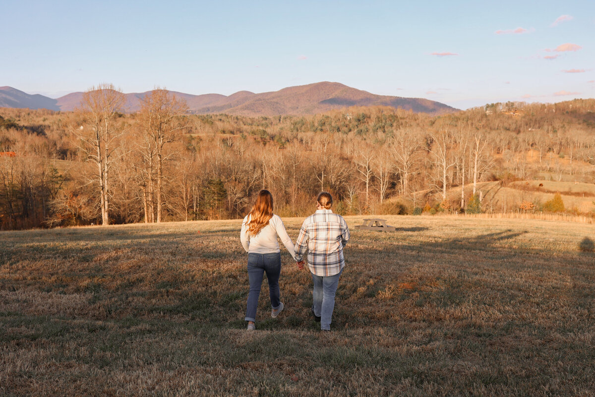 engaged couple holding hands at Kaya Winery in Dahlonega Georgia by Georgia engagement photographer Amanda Richardson Photography