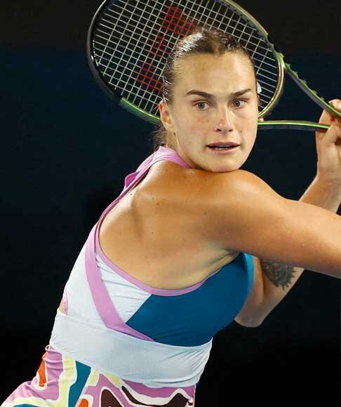 Australian Open tennis player preparing to hit a backhand during professional match