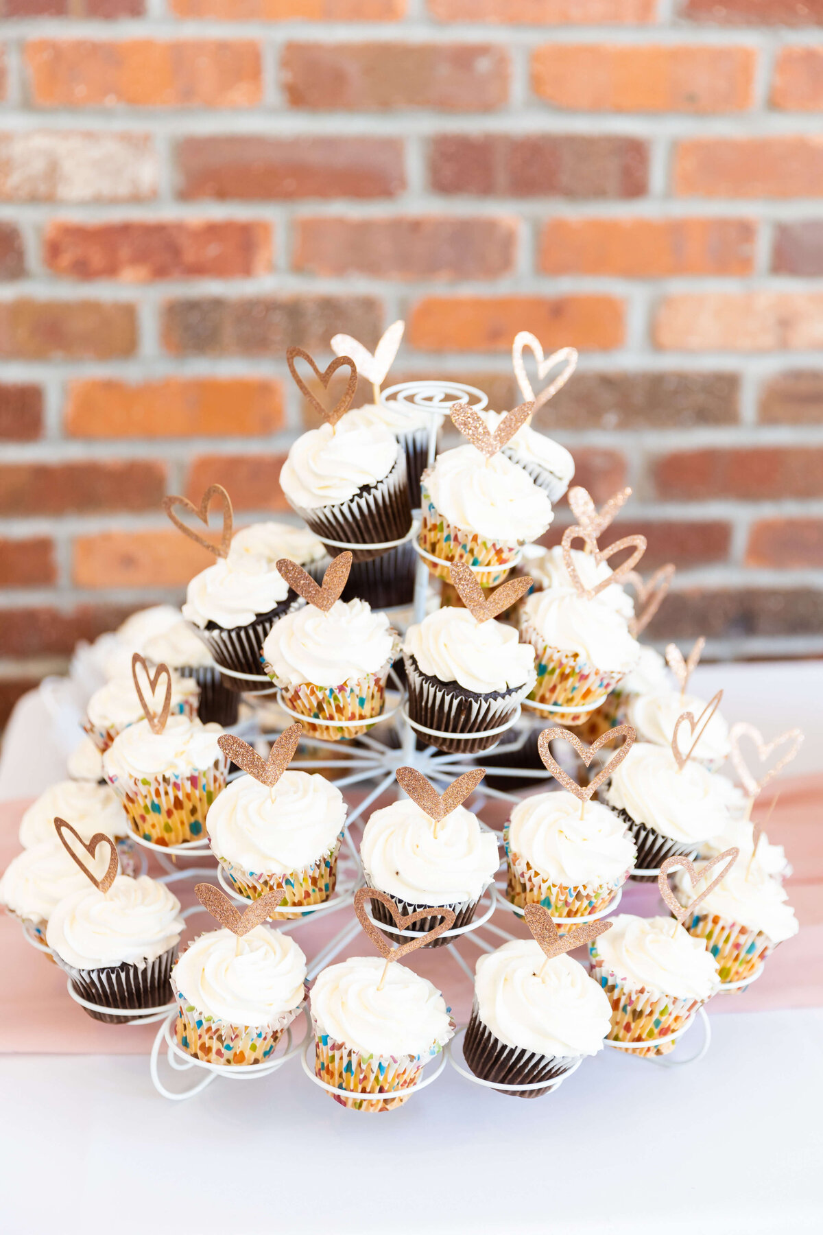 Cupcakes displayed at Fat Bottom Brewery wedding receptionin Nashville, TN