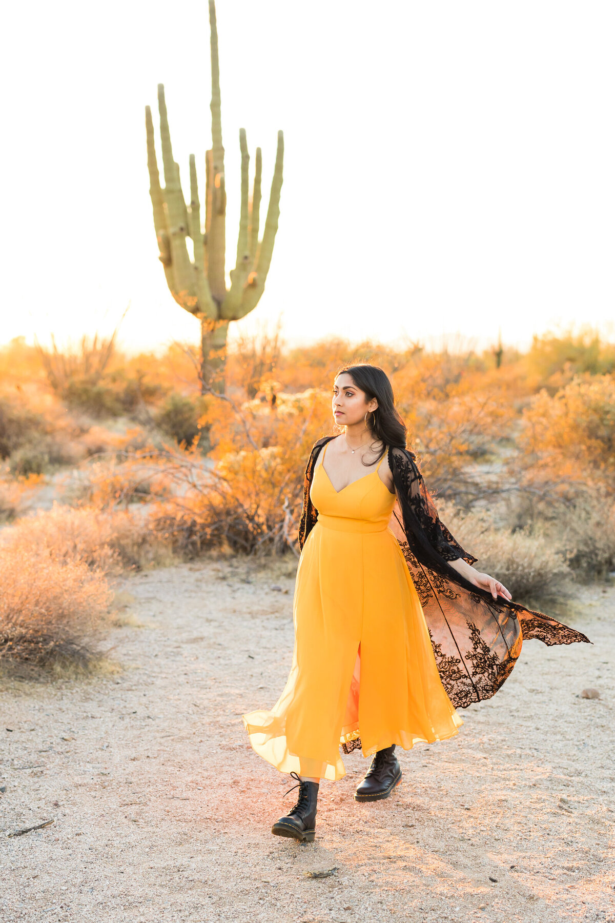 fashion portrait of woman in the desert