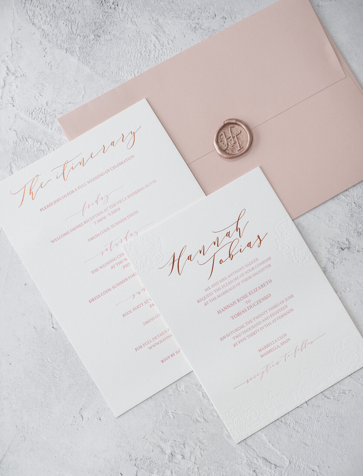 white-olive-luxury-bespoke-rose-gold-foil-letterpress-blind-deboss-blush-calligraphy-vellum-spanish-silk-ribbon-wax-seal-wedding-invitation-suite-6
