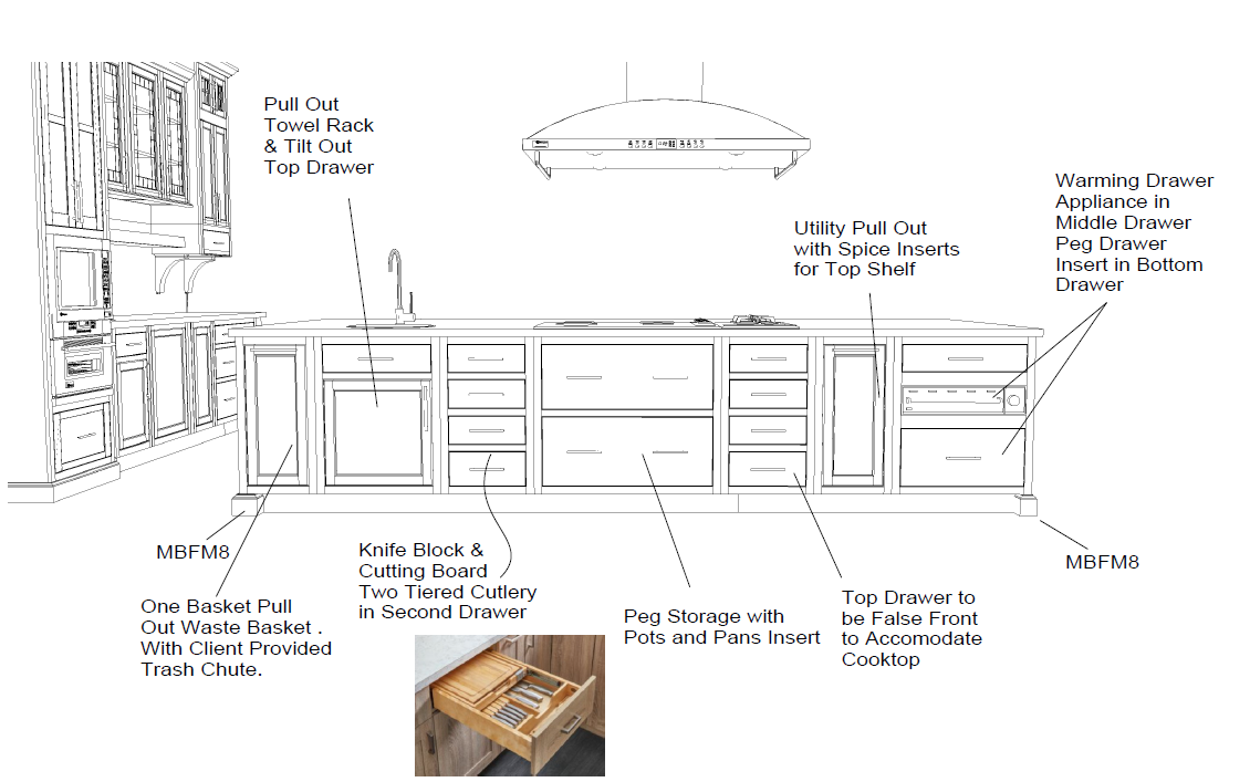 8 Wall Island Line Drawing