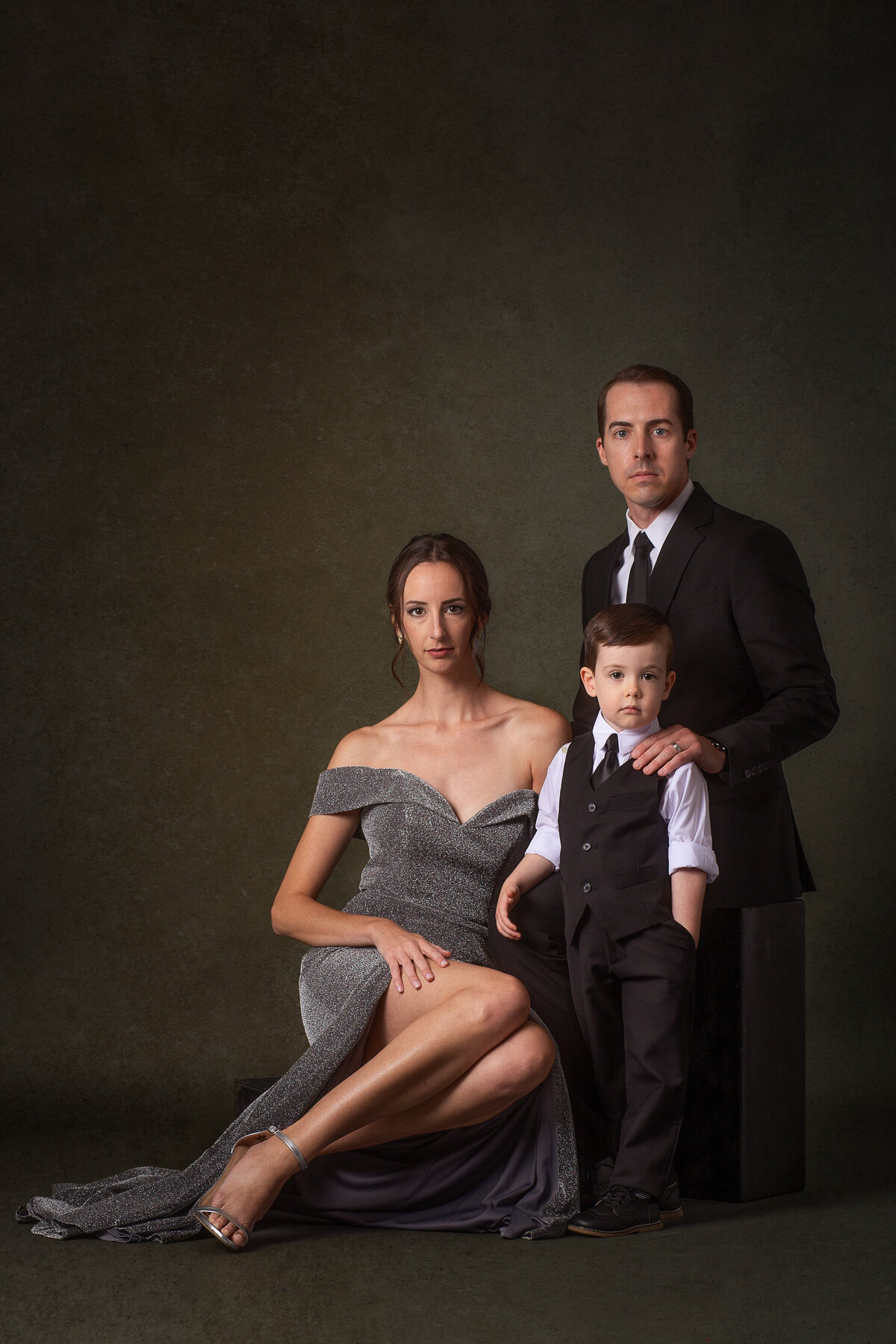 Classic studio family photography in Kansas City with timeless styling