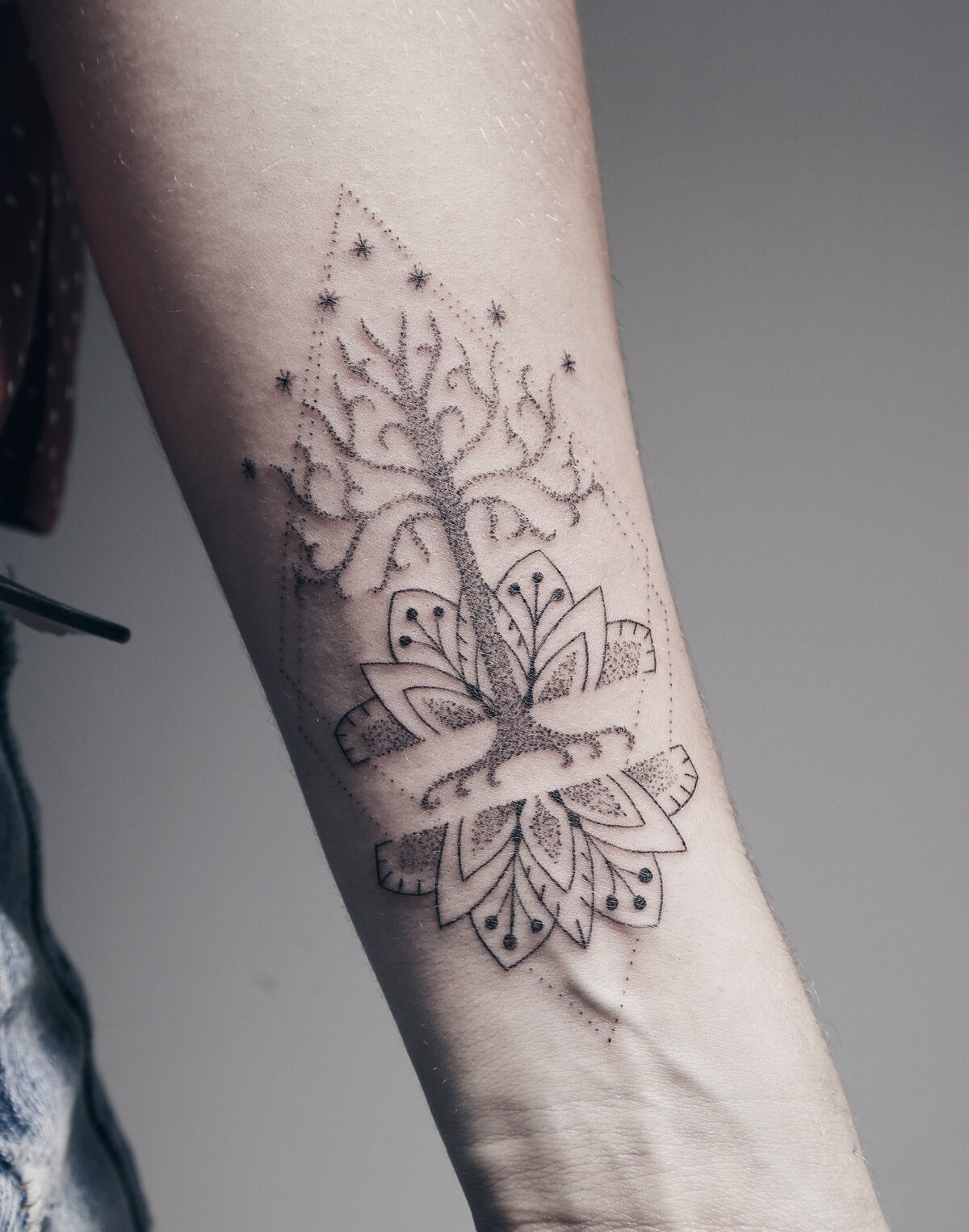 Tree tattoo, spiritual tattoo, dotwork tattoo