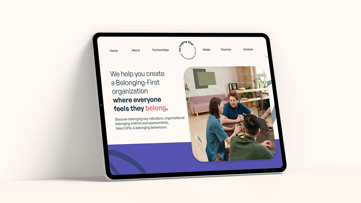 Mockup of a website homepage for Belonging First