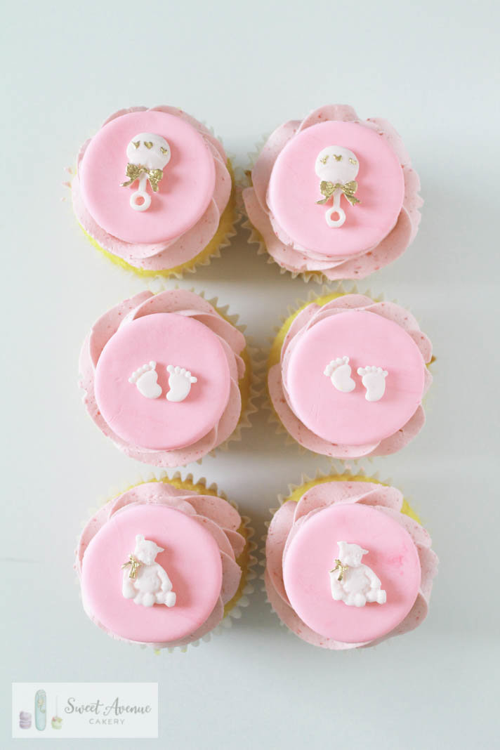 pink baby shower cupcakes