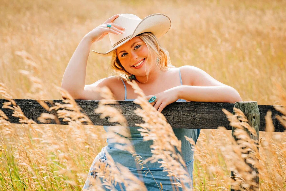 Western senior photo at Rock Creek, Montana