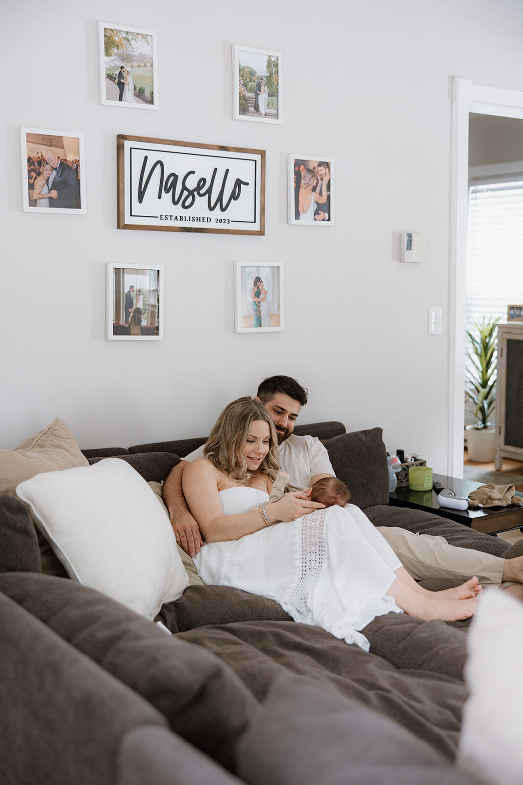 At home newborn session in the parents living room in the Finger Lakes