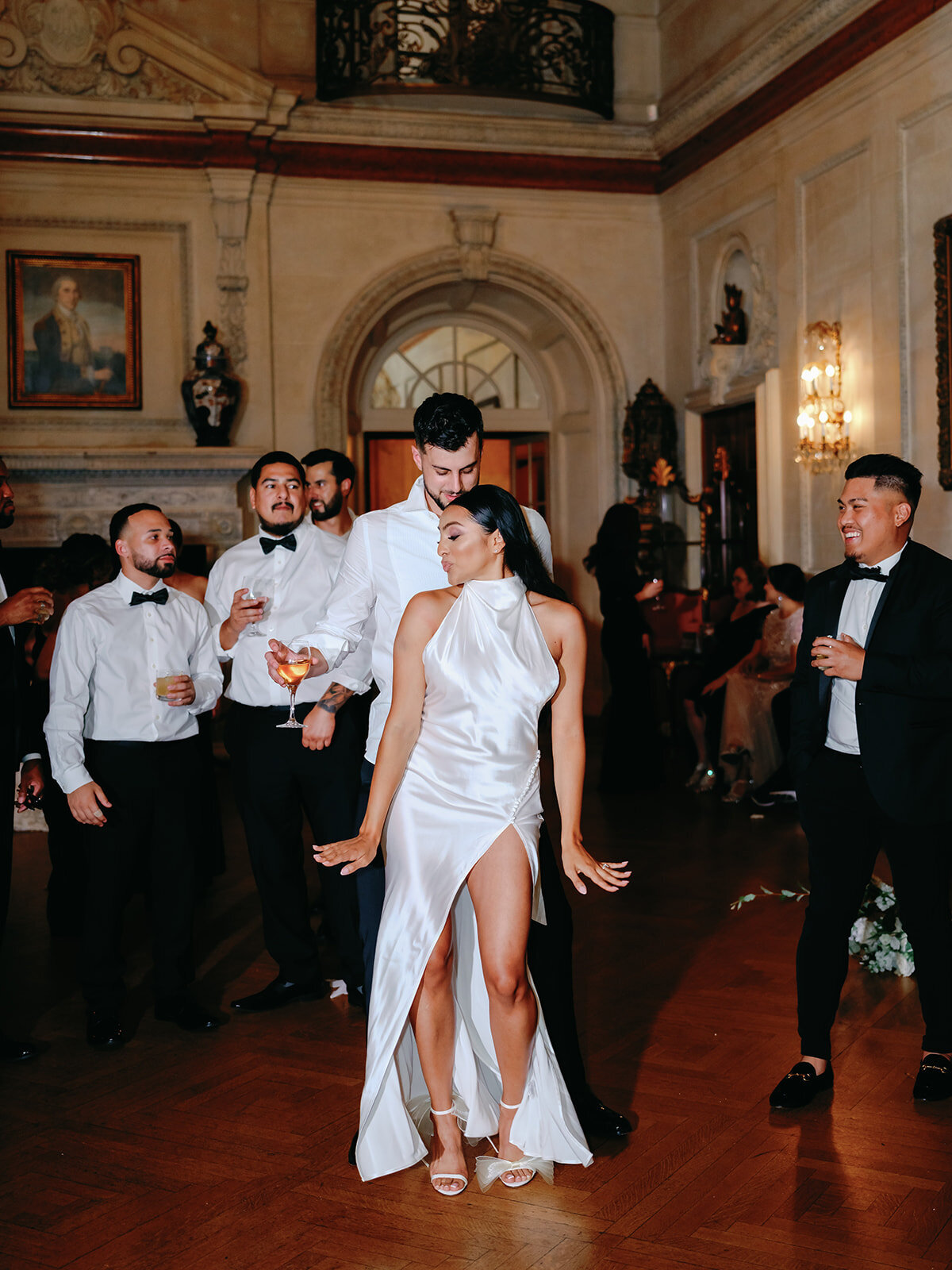Bride and groom dancing at their wedding reception