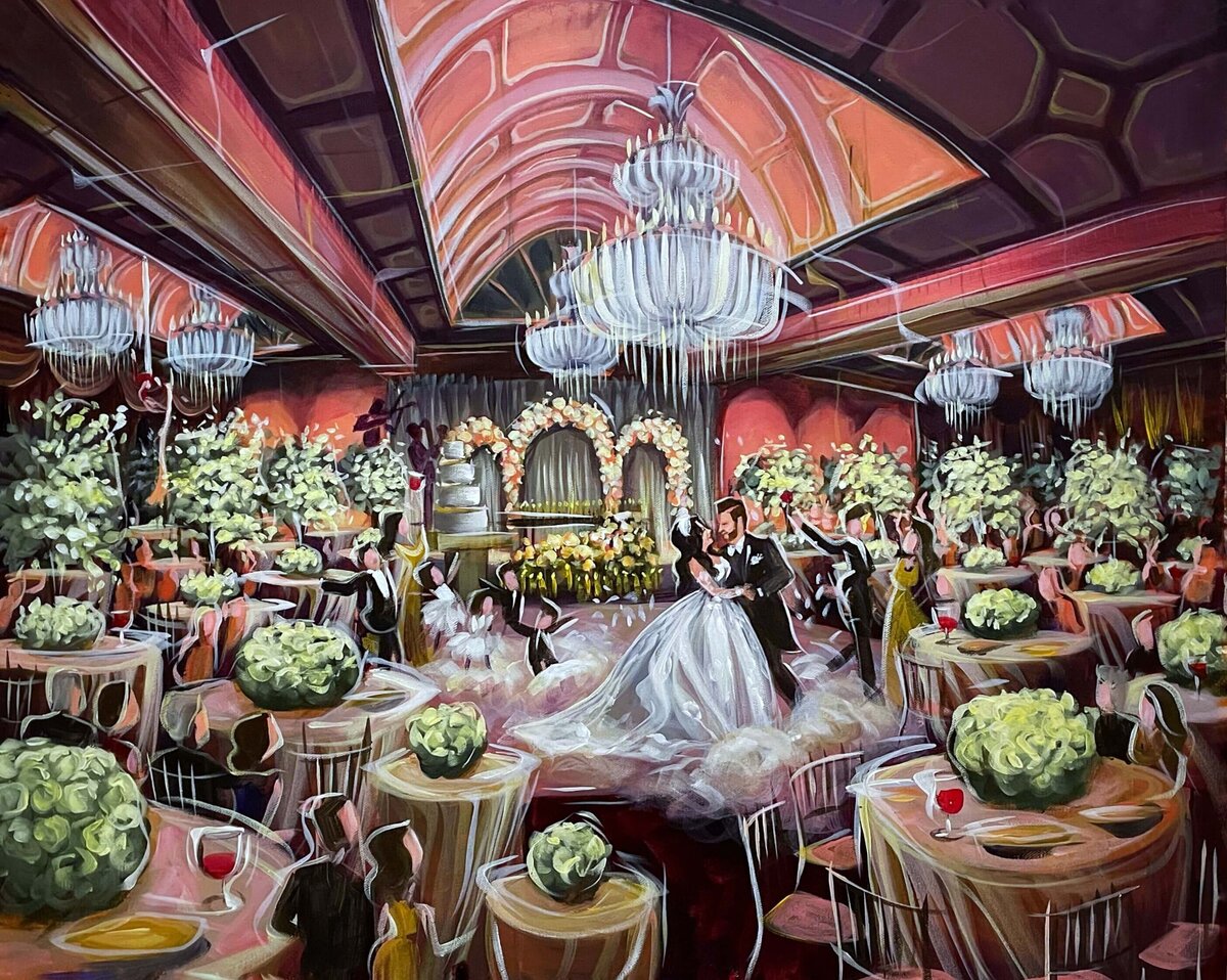 Live Wedding Painting first dance - formal reception at The Legacy Castle - Pequannock NJ