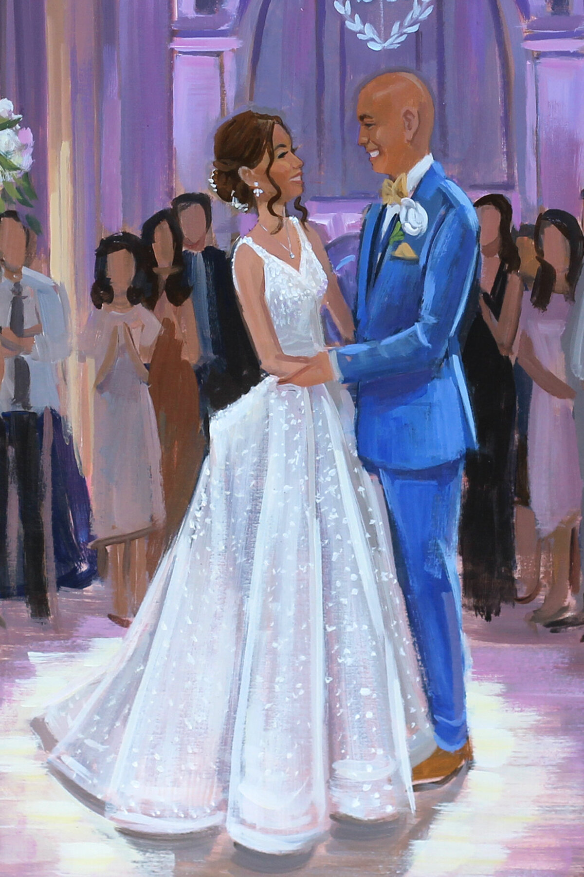 Close up of Live Wedding Painting by Ben Keys Fine Art created live during first dance at The Treasury on the Plaza in St. Augustine, FL