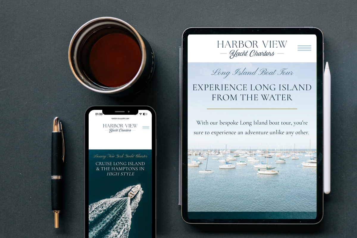 Custom website design for Harbor View Yacht Charter in New York