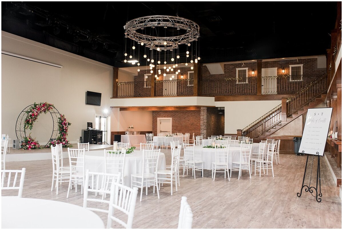 The great room setup for a wedding at Talia Event Center