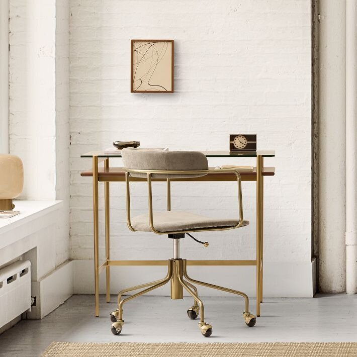 Mid-Century Gold and Glass Desk