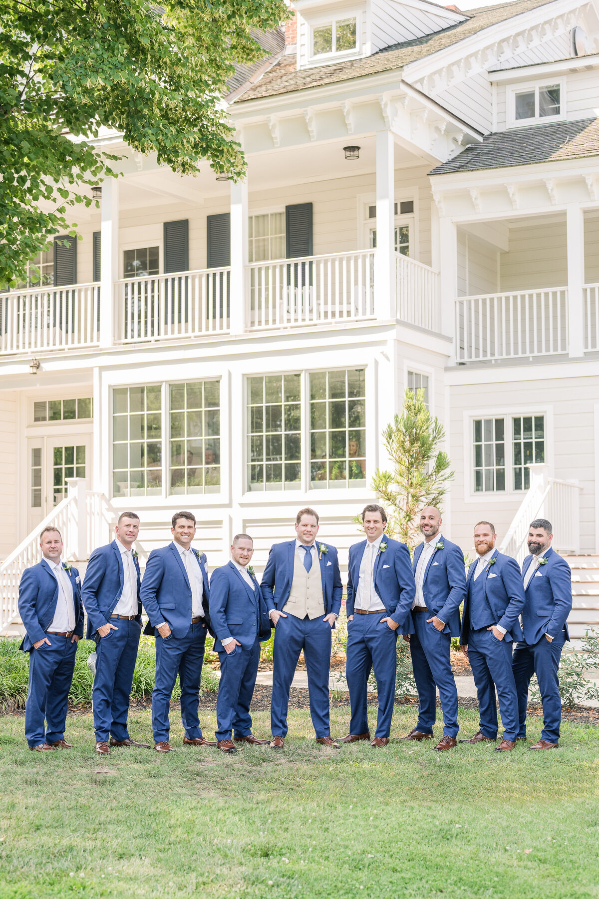 groom and groomsmen blue suits kent island resort