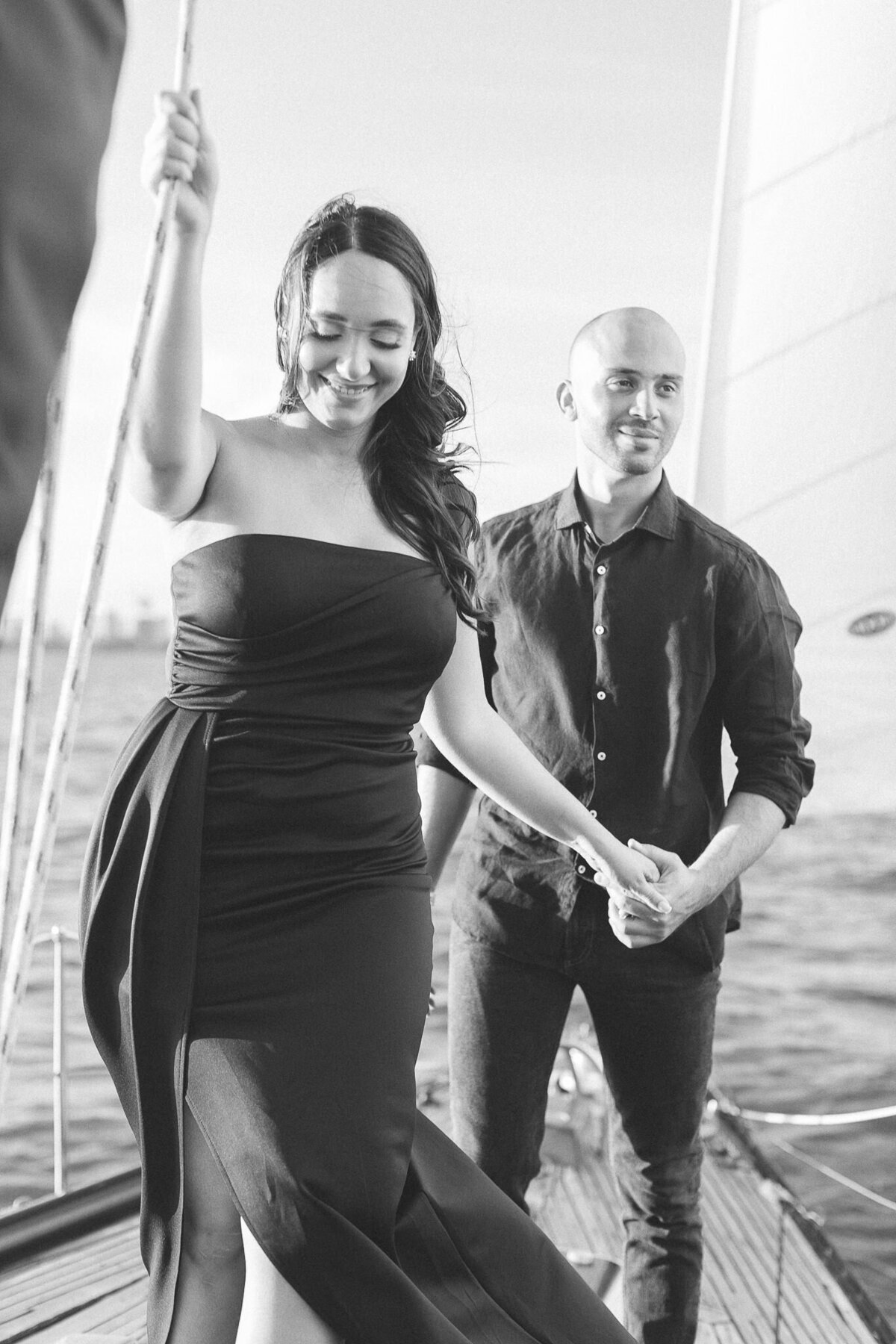 Couples portraits out at sea