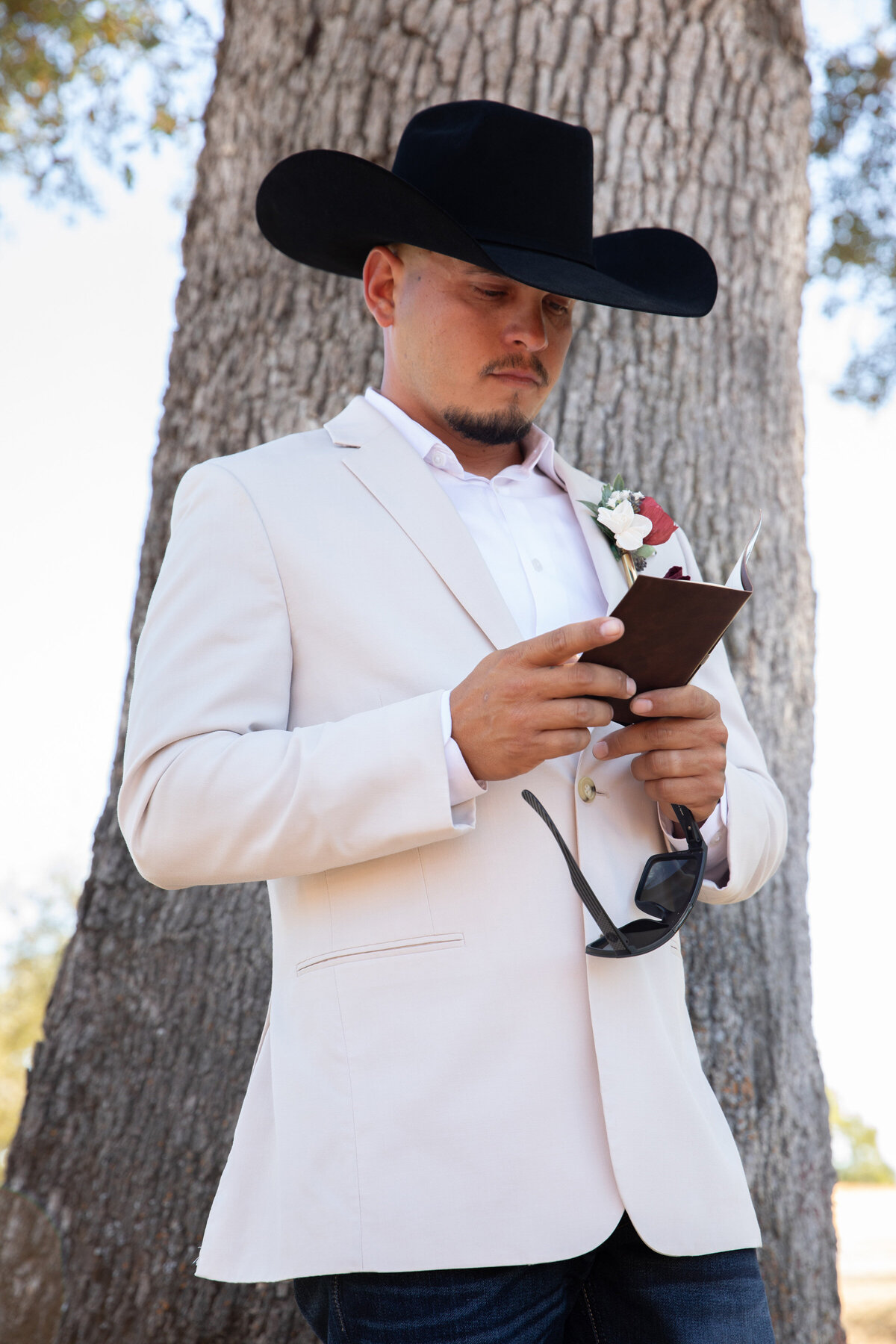 groom reading  first touch vows