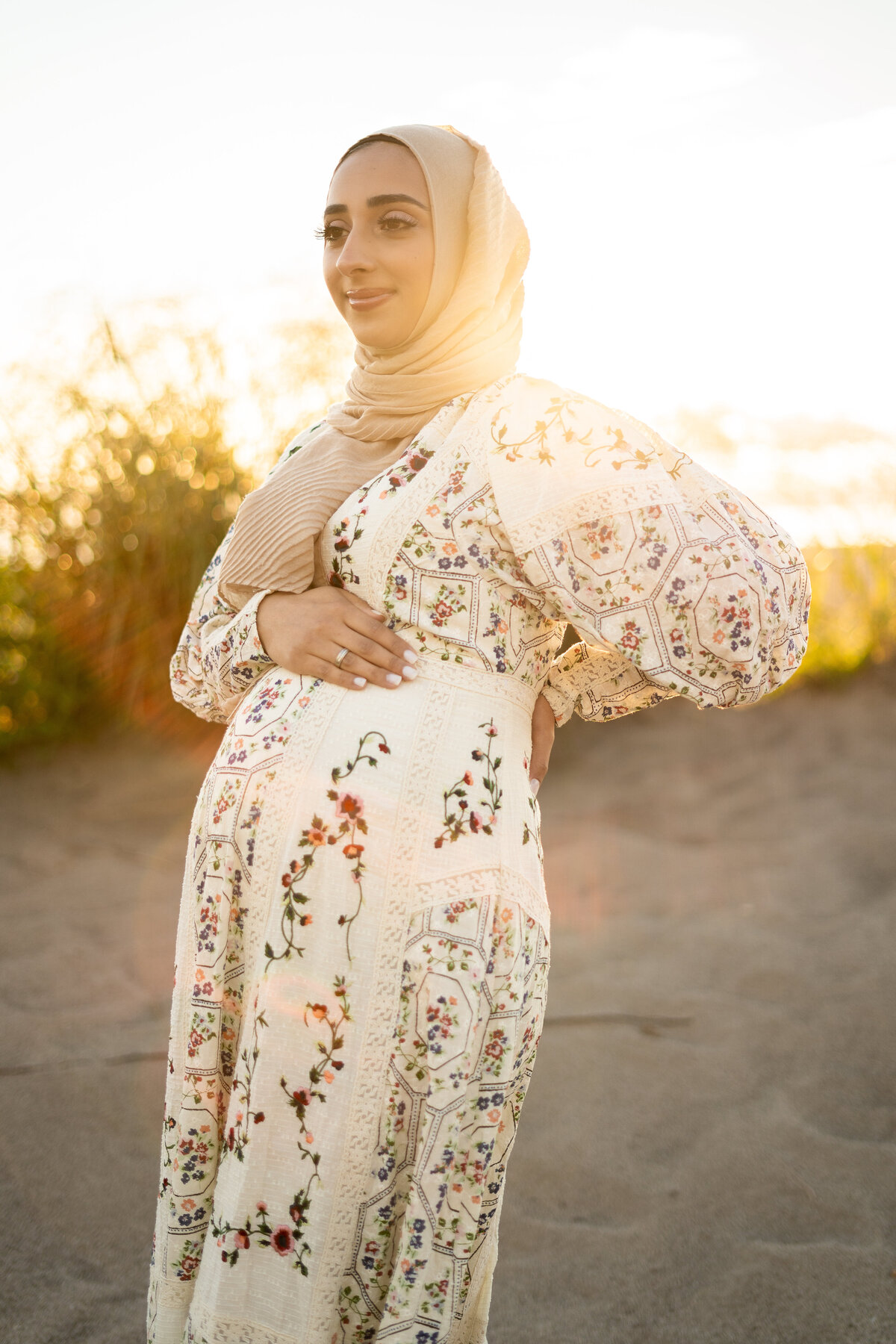 golden hour maternity session Lake Erie Cleveland, Ohio