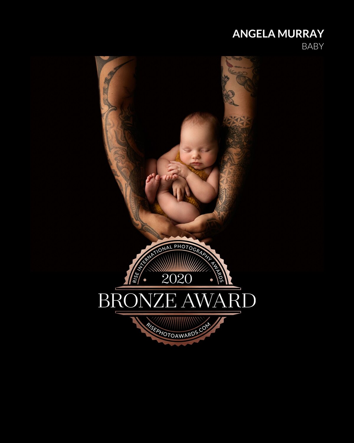 Rise award, dad holding baby girl with my award