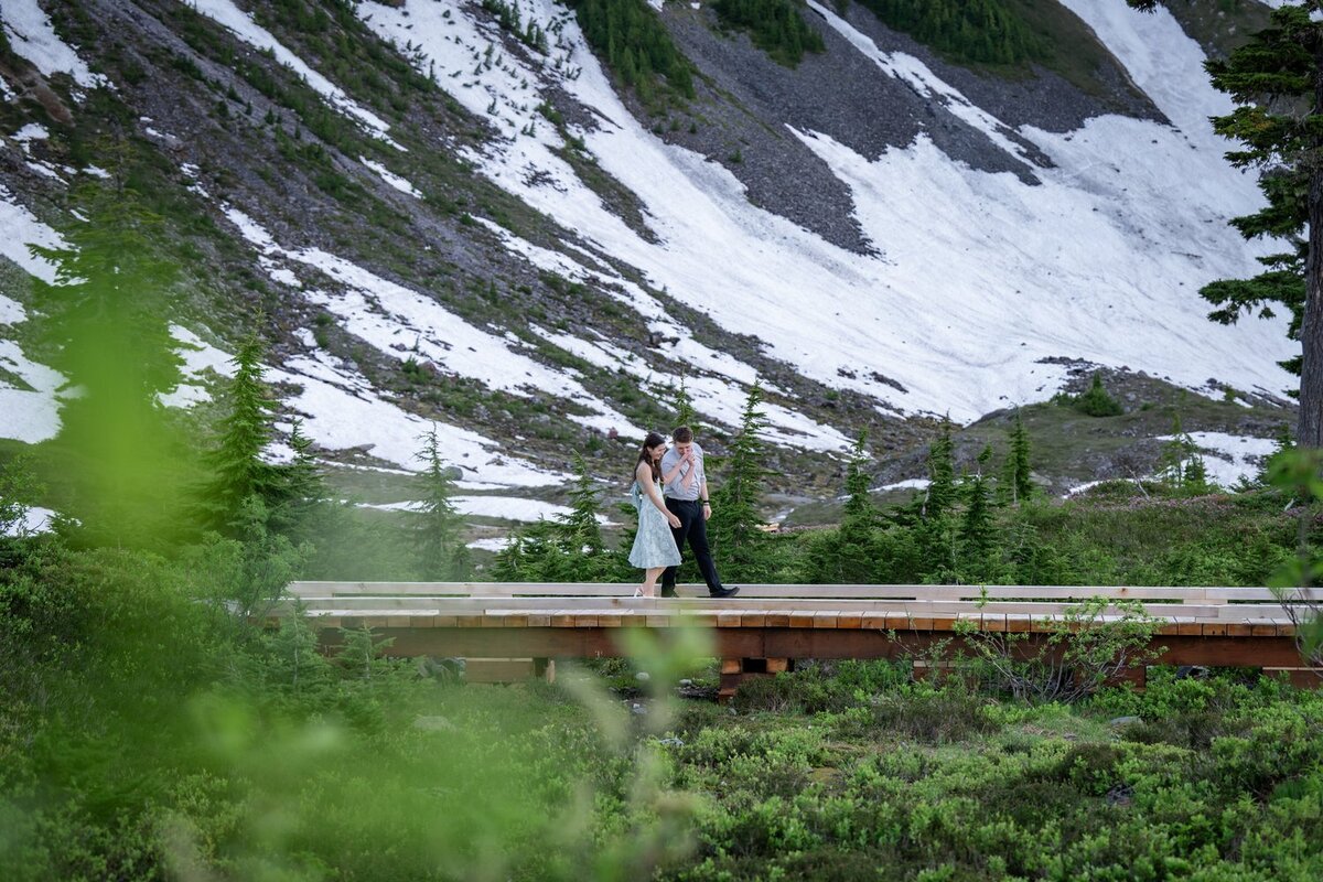 couple on mount baker early summer engagement portraits
