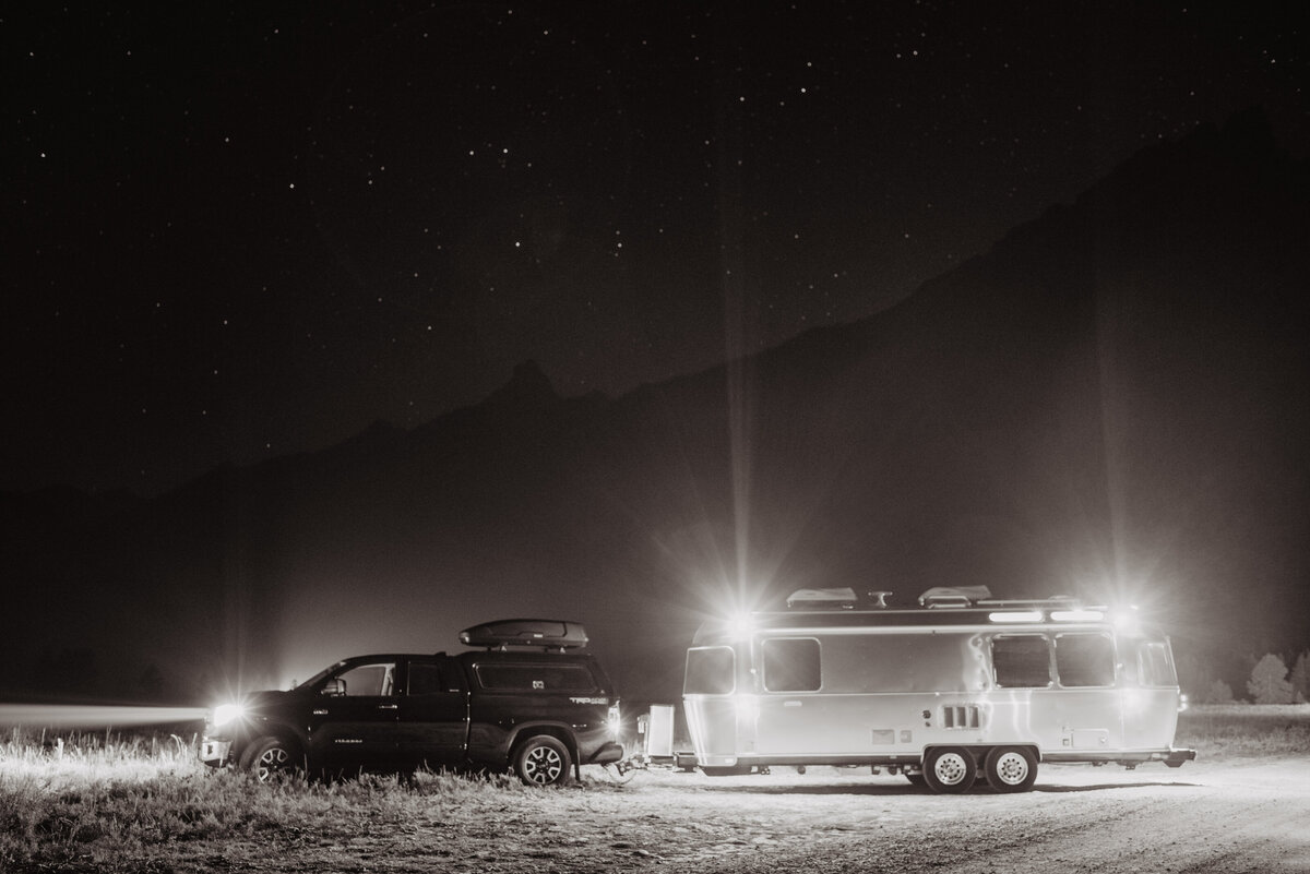 Jackson Hole Photographers capture camper hooked up to truck