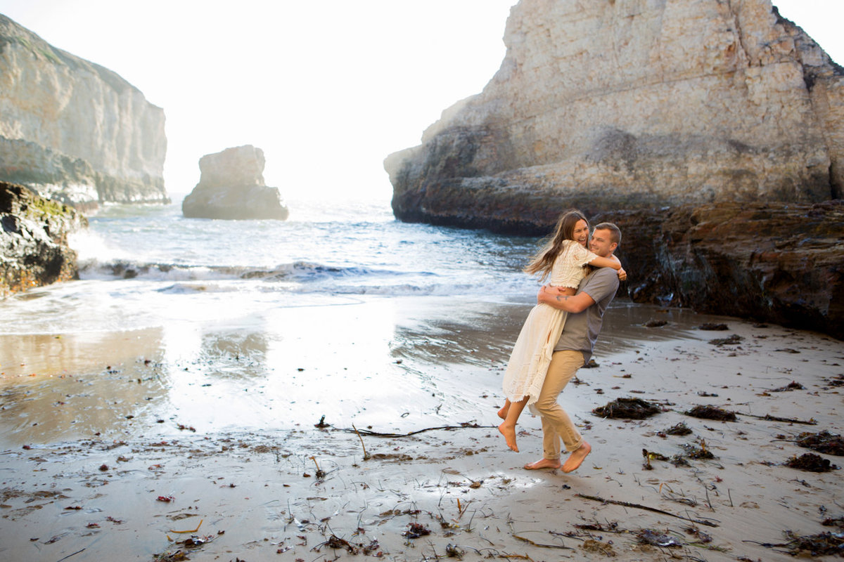 Deneffe studios engagement and wedding portraits in davenport, california; photos on beach