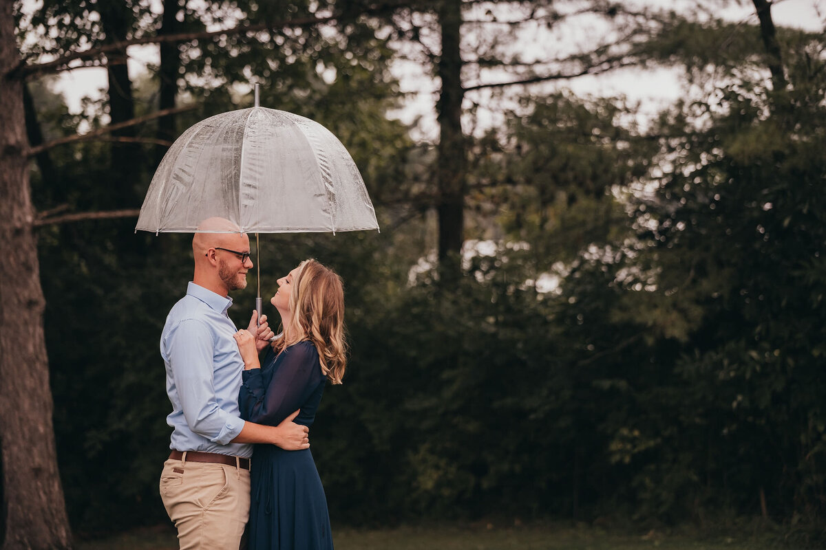 rainy engagement session