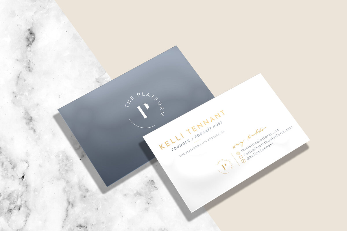 branding, podcast logo, health and wellness brand based in los angeles, california, business cards