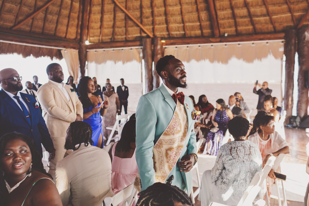 Guests at wedding ceremony in Cancun